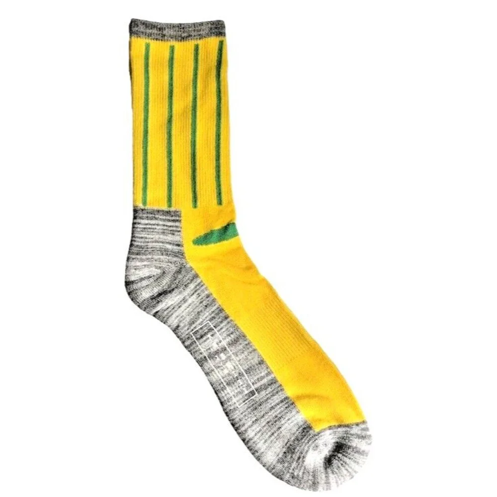 Ike Behar High-Performance IkeTek Mens Socks Yellow Green Striped Size 10-13